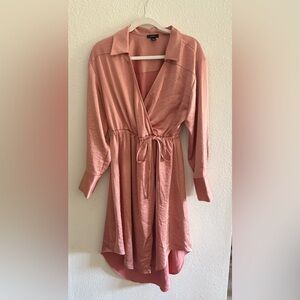 Halogen Satin Faux Wrap Dress